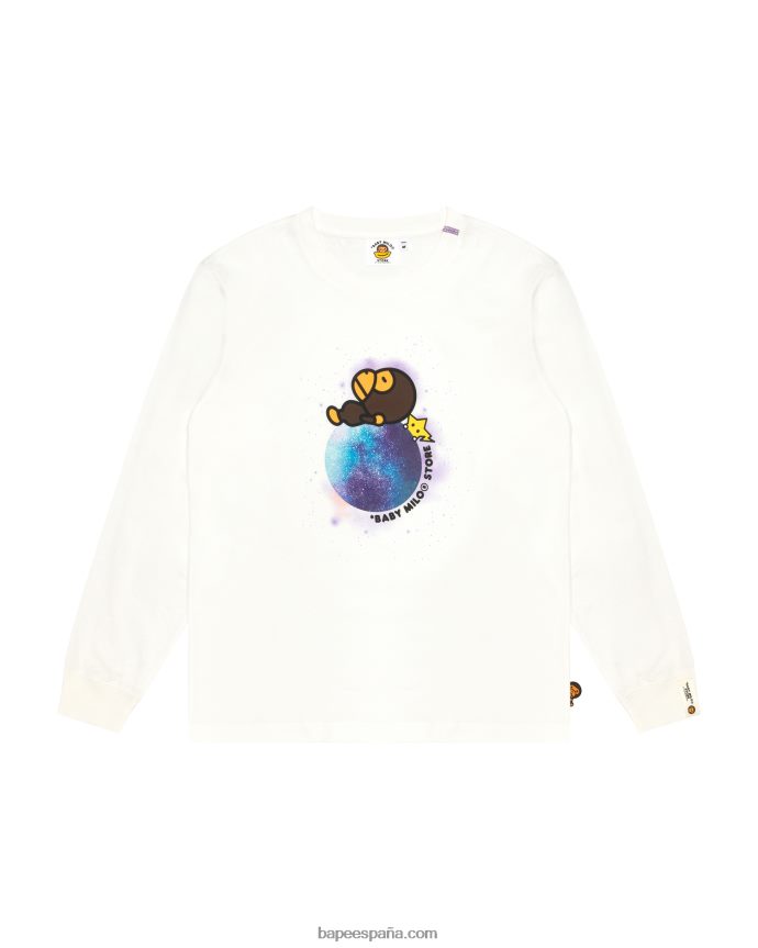mujer A Bathing Ape camiseta de manga larga con gráfico de milo bebé 288PLL914 blanco
