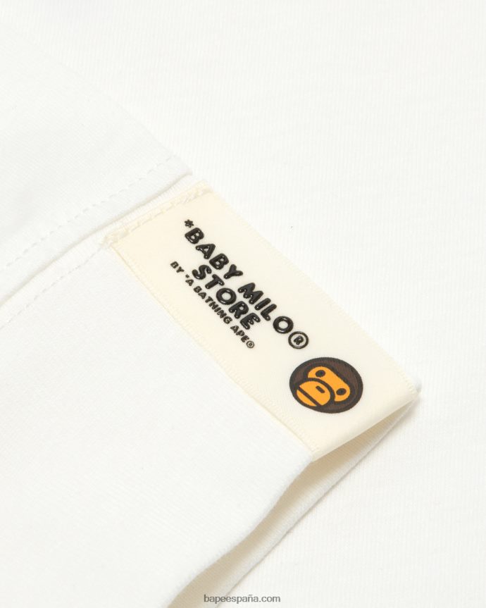 mujer A Bathing Ape camiseta de manga larga con gráfico de milo bebé 288PLL914 blanco