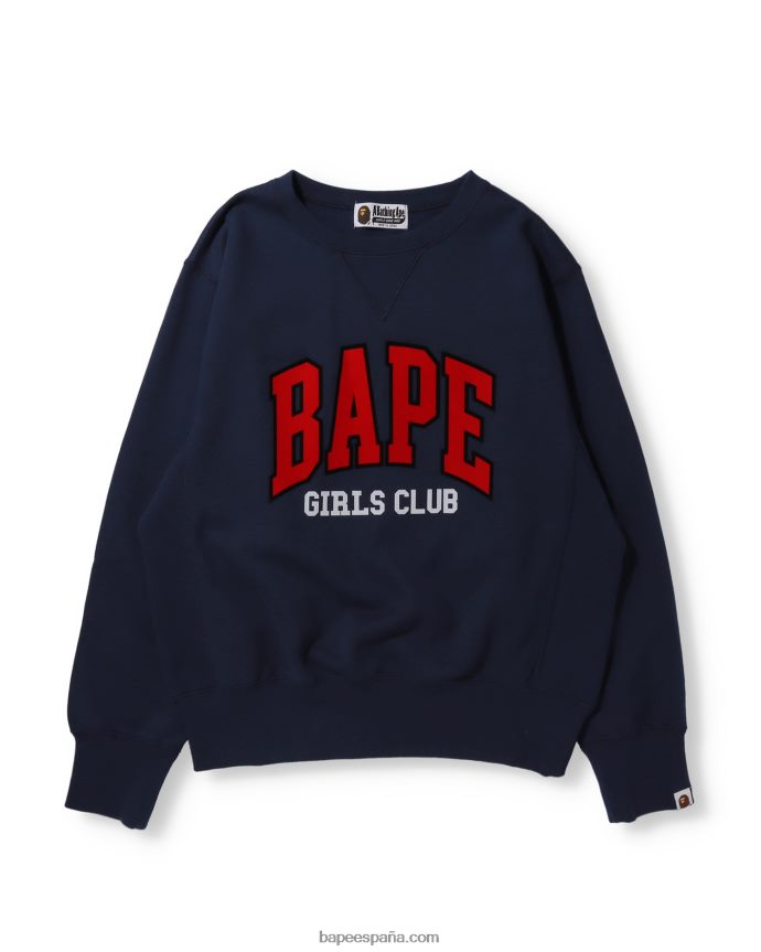 mujer A Bathing Ape cuello redondo ancho club 288PLL1033 Azul marino