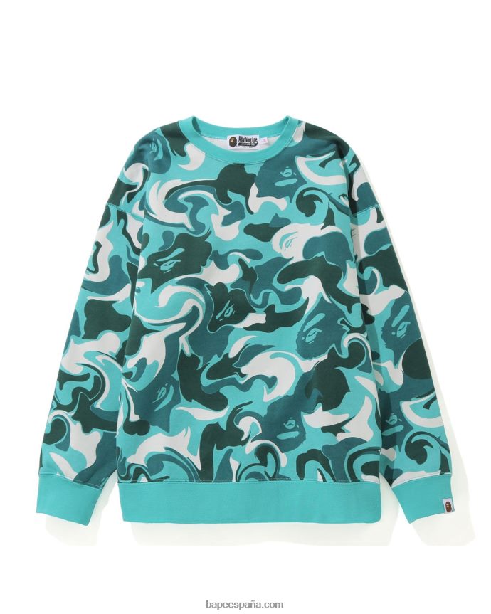 mujer A Bathing Ape cuello redondo extragrande de camuflaje de mármol 288PLL1018 menta
