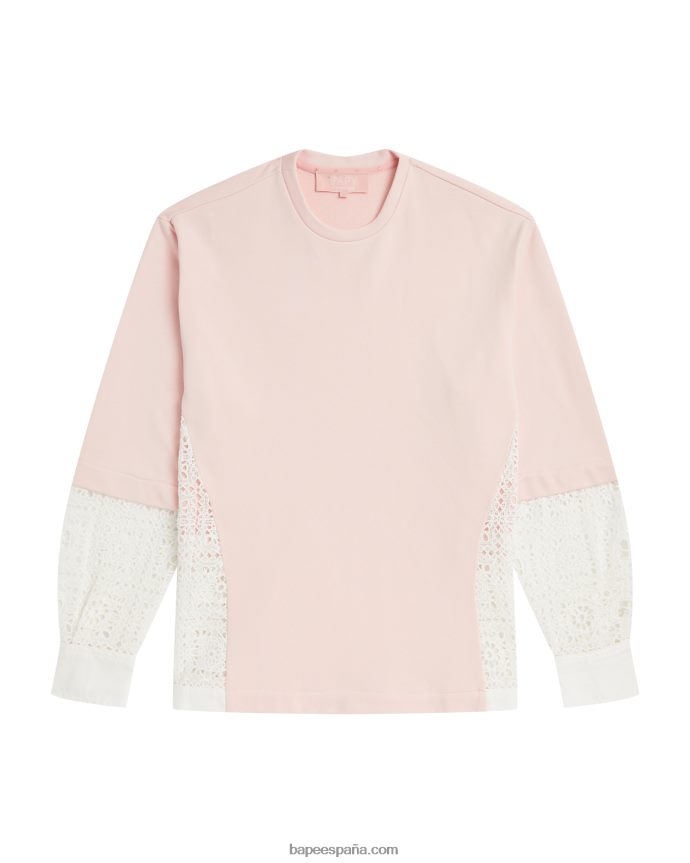 mujer A Bathing Ape sudadera asimétrica a capas 288PLL997 rosa