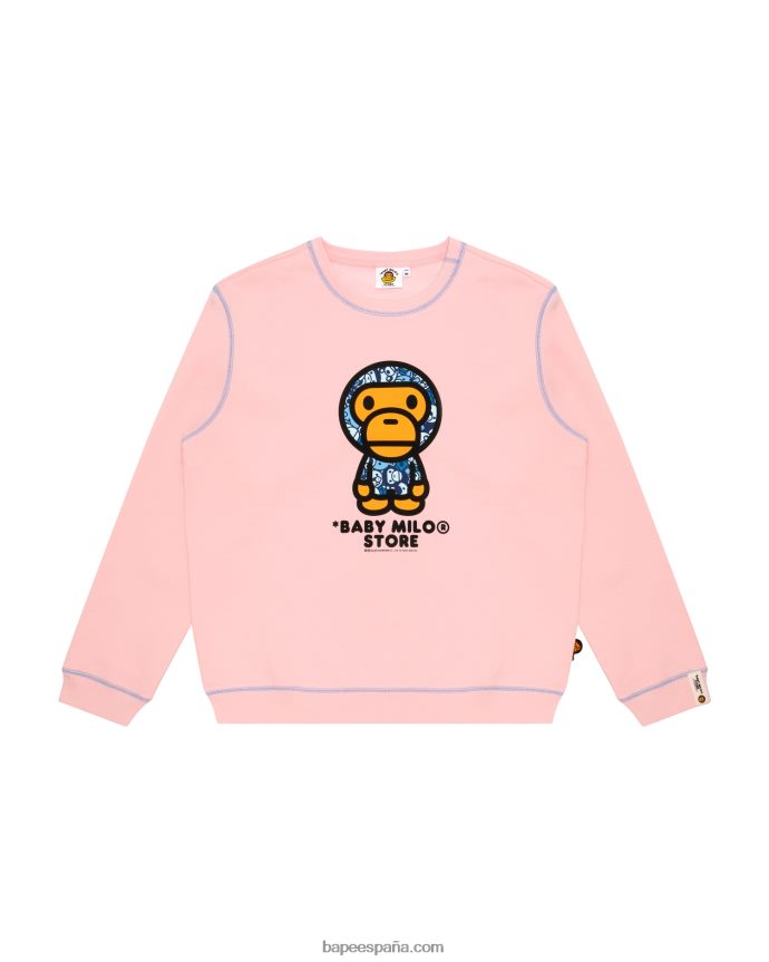 mujer A Bathing Ape sudadera bebé milo con cuello redondo 288PLL906 rosa
