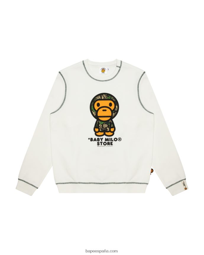mujer A Bathing Ape sudadera bebé milo con cuello redondo 288PLL907 blanco