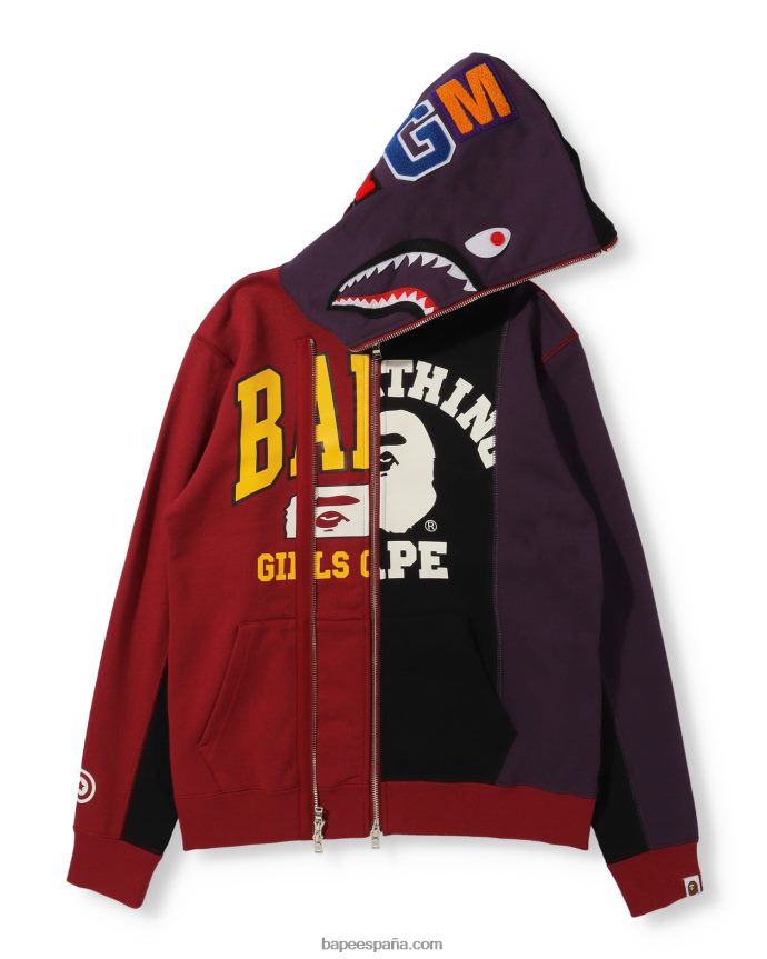 mujer A Bathing Ape sudadera con cremallera completa Docking Shark 288PLL1039 negro
