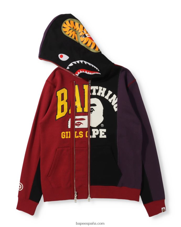 mujer A Bathing Ape sudadera con cremallera completa Docking Shark 288PLL1039 negro