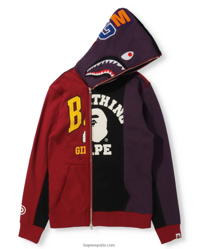 mujer A Bathing Ape sudadera con cremallera completa Docking Shark 288PLL1039 negro