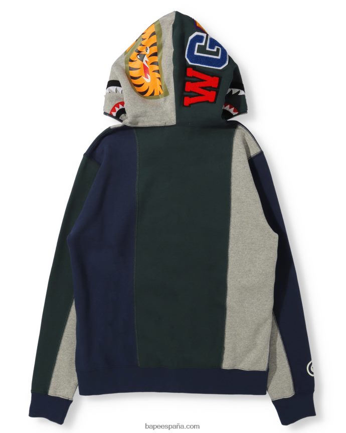 mujer A Bathing Ape sudadera con cremallera completa Docking Shark 288PLL1040 gris