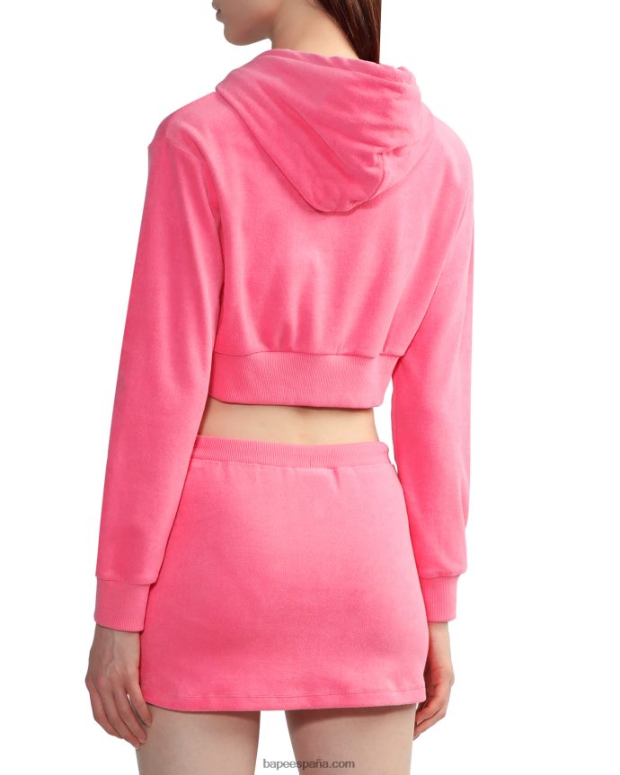 mujer A Bathing Ape sudadera corta con capucha y cremallera 288PLL844 rosa