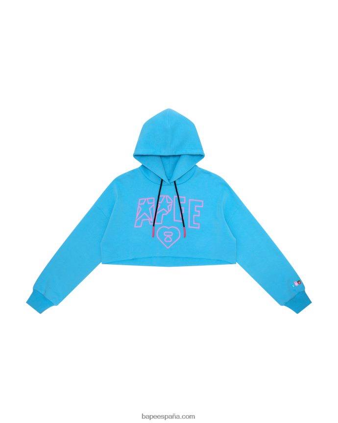 mujer A Bathing Ape sudadera corta con logo de simio 288PLL1028 azul