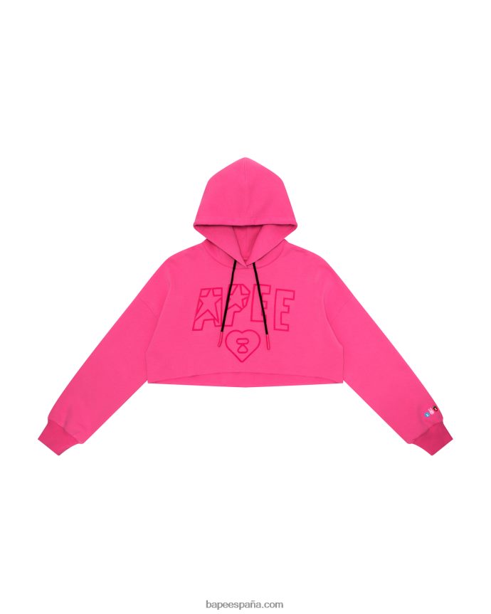 mujer A Bathing Ape sudadera corta con logo de simio 288PLL1029 rosa