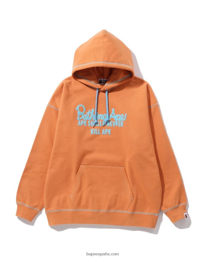 mujer A Bathing Ape sudadera extragrande con capucha y costuras de color 288PLL971 naranja