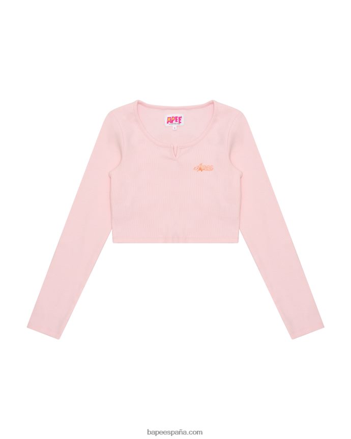 mujer A Bathing Ape top recortado de corte ajustado 288PLL1034 rosa