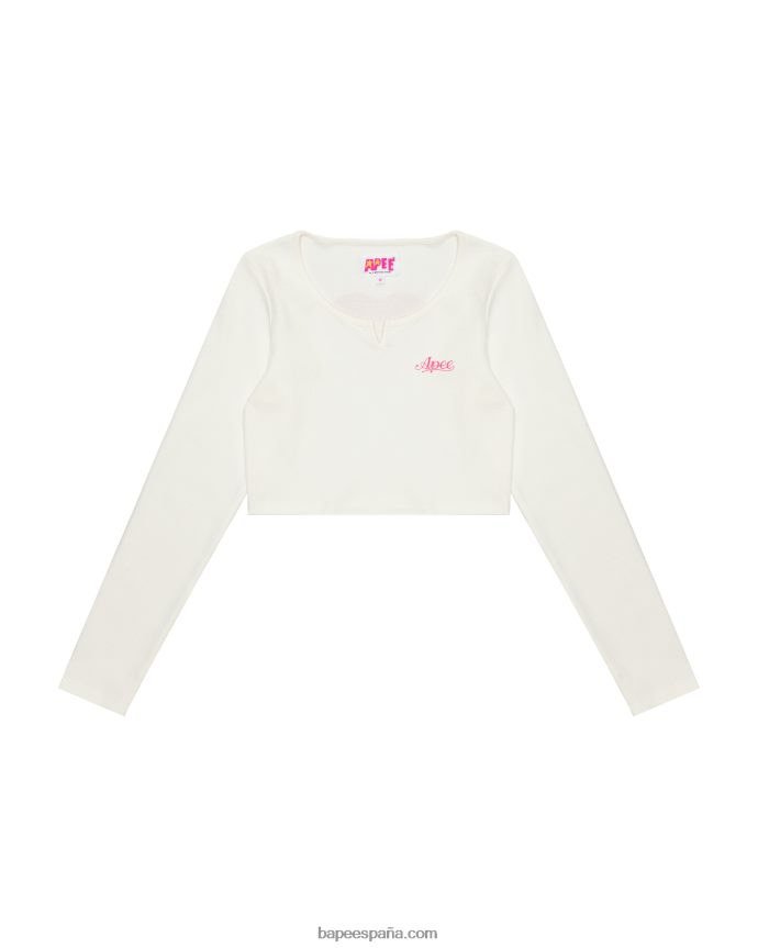 mujer A Bathing Ape top recortado de corte ajustado 288PLL1035 blanco