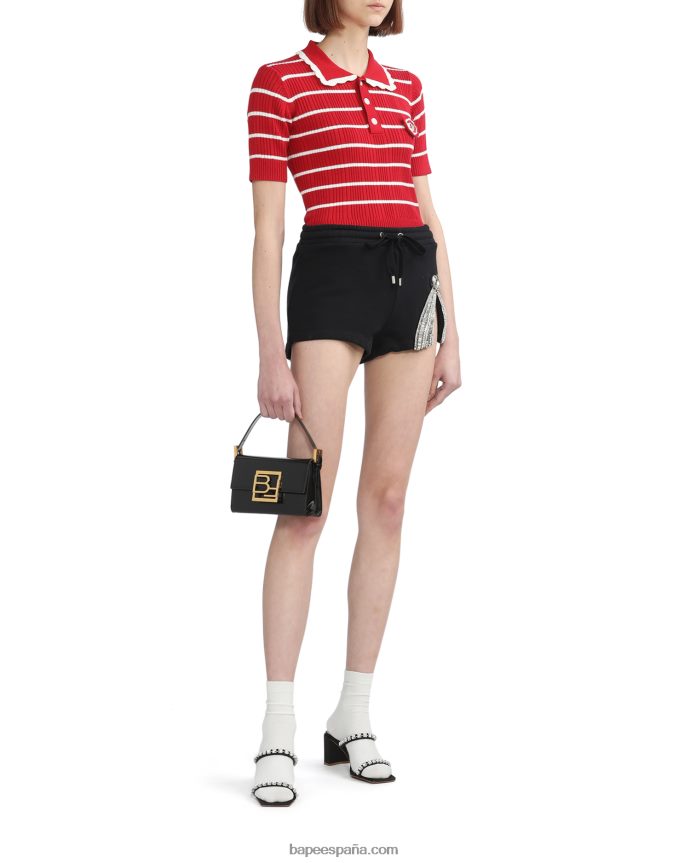 mujer A Bathing Ape top tejido a rayas 288PLL789 rojo brillante