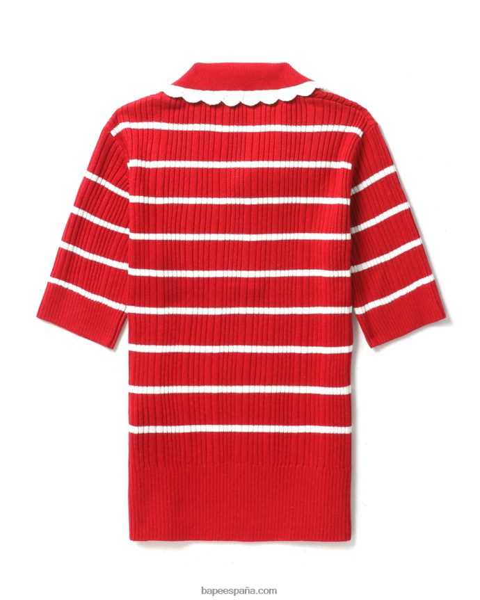 mujer A Bathing Ape top tejido a rayas 288PLL789 rojo brillante