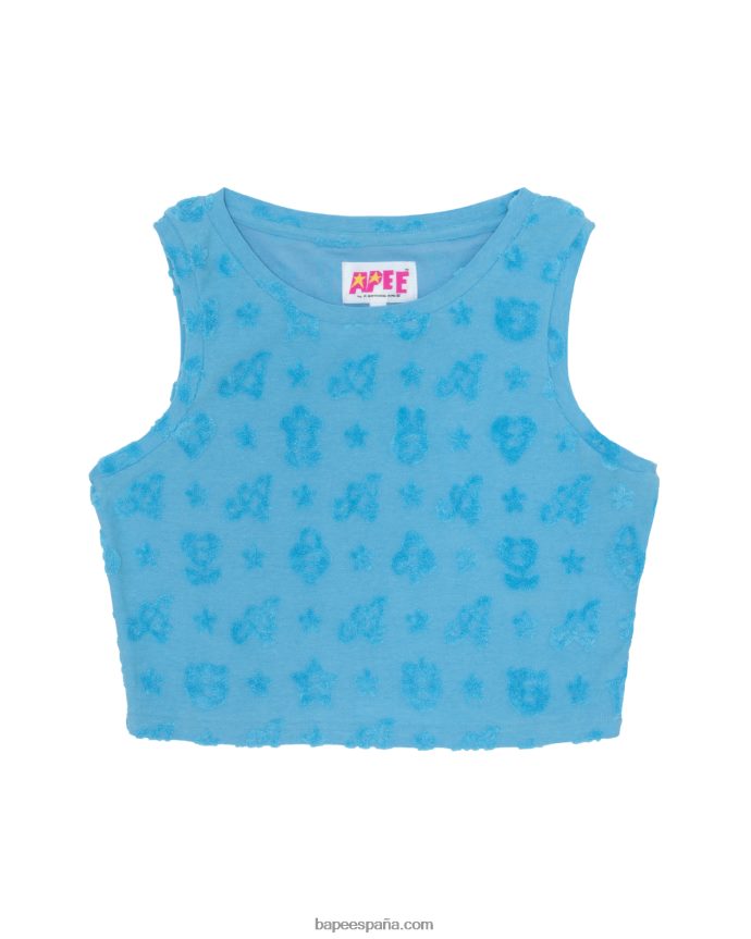 mujer A Bathing Ape chaleco corto con motivo 288PLL931 azul claro