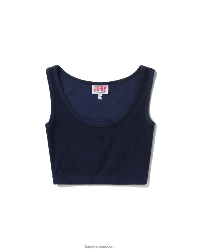 mujer A Bathing Ape top corto de rizo 288PLL826 Azul marino