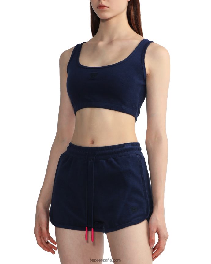 mujer A Bathing Ape top corto de rizo 288PLL826 Azul marino