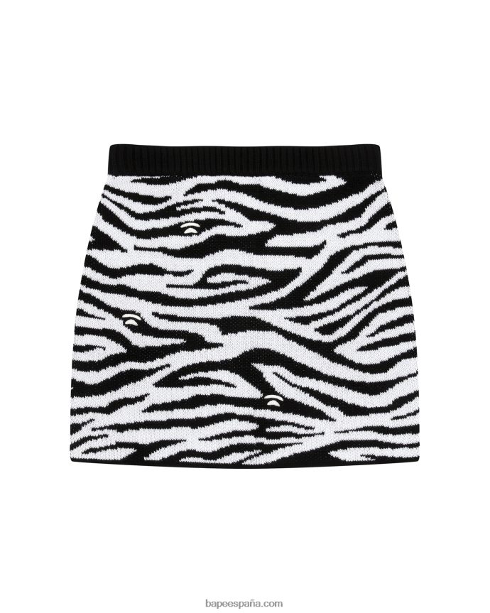 mujer A Bathing Ape falda tejida con motivo de cebra 288PLL1038 negro