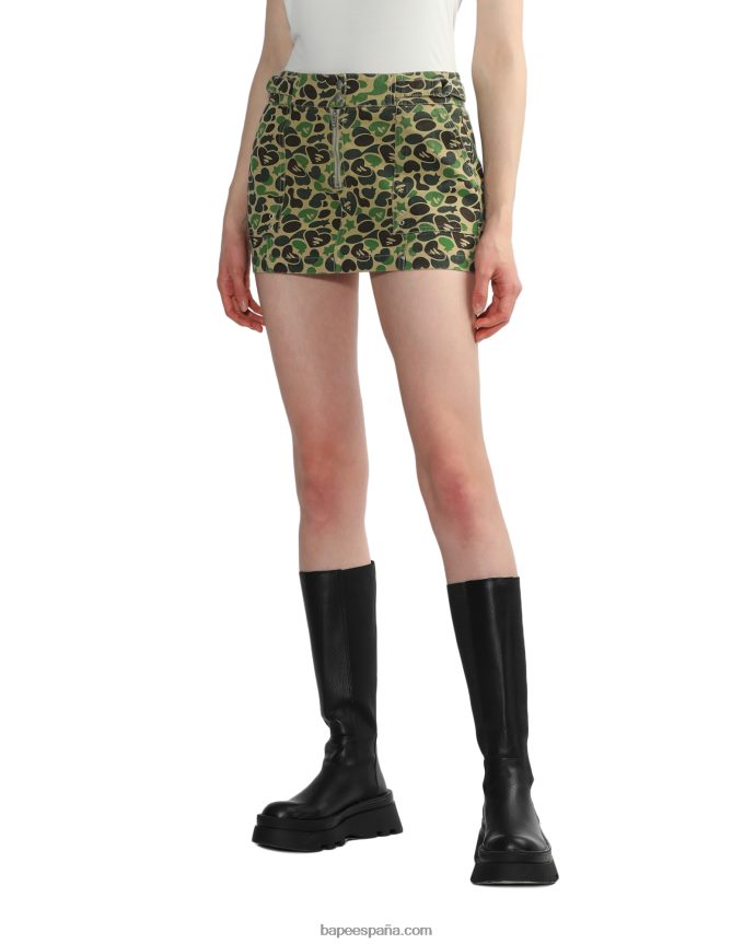 mujer A Bathing Ape minifalda estampada 288PLL828 beige