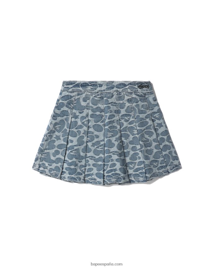 mujer A Bathing Ape minifalda plisada con motivo 288PLL824 mezclilla