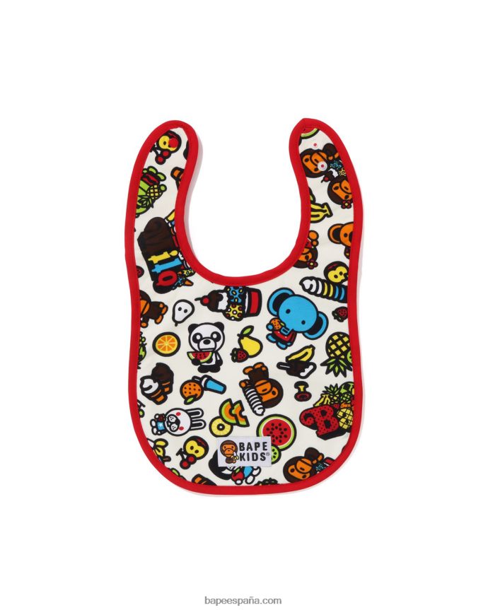 niños A Bathing Ape babero baby milo frutas mixtas 288PLL1332 de color crema