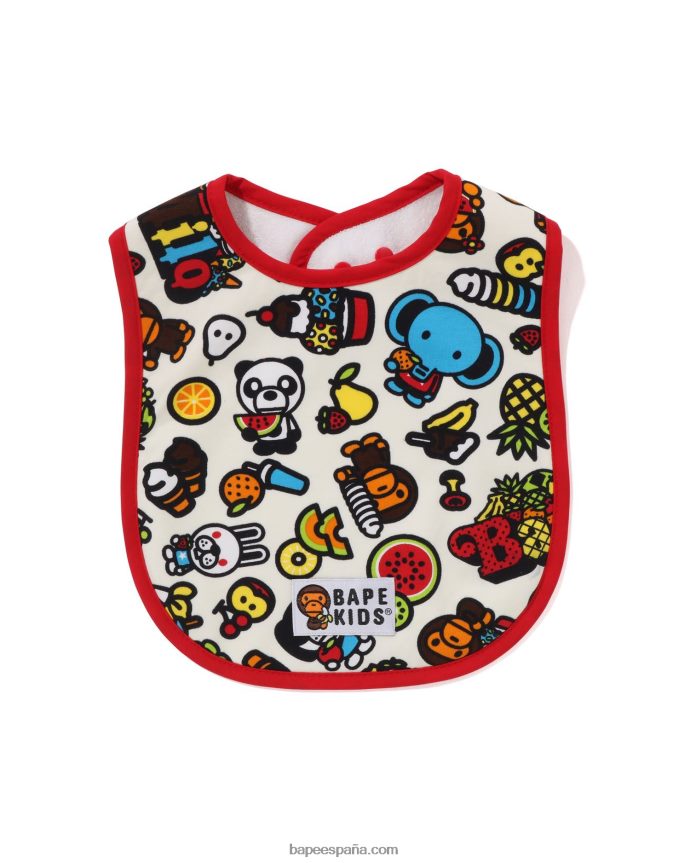 niños A Bathing Ape babero baby milo frutas mixtas 288PLL1332 de color crema