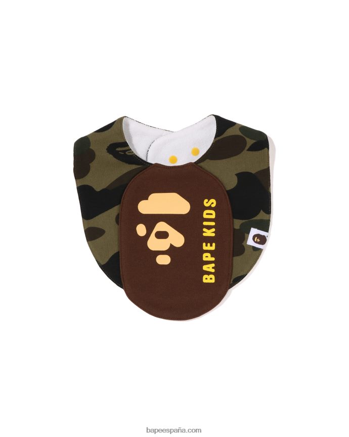 niños A Bathing Ape babero con motivo de cabeza de camuflaje 1st 288PLL1287 ejercito verde