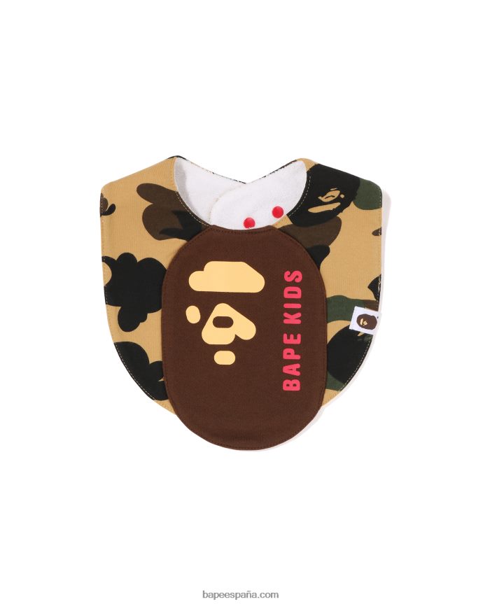niños A Bathing Ape babero con motivo de cabeza de camuflaje 1st 288PLL1288 amarillo