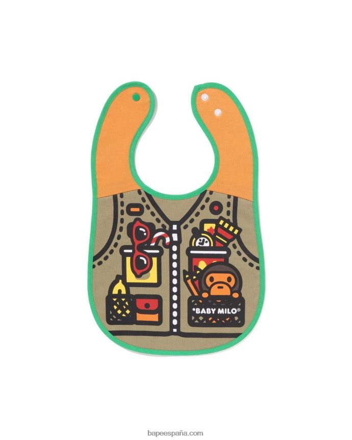 niños A Bathing Ape babero reversible con estampado de chaleco de pesca milo baby milo de Woodland camo 288PLL1381 ejercito verde