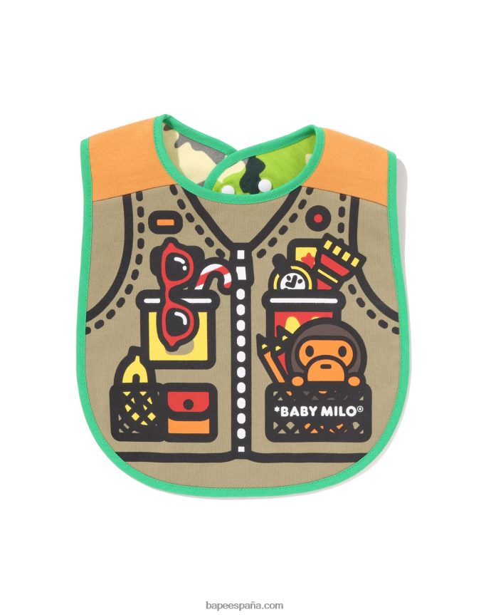 niños A Bathing Ape babero reversible con estampado de chaleco de pesca milo baby milo de Woodland camo 288PLL1381 ejercito verde
