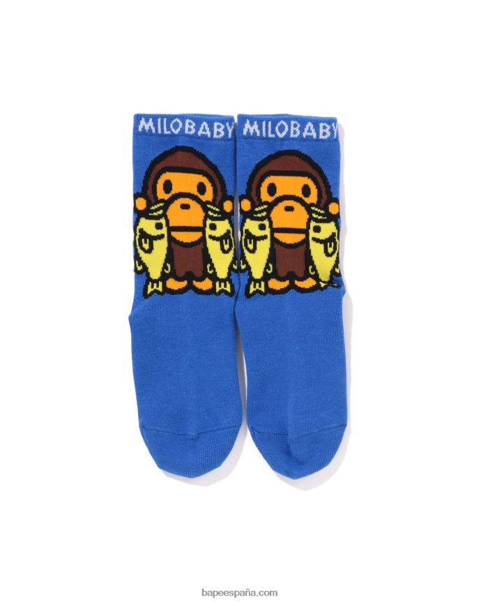 niños A Bathing Ape baby milo calcetines bajos negros 288PLL1389 azul