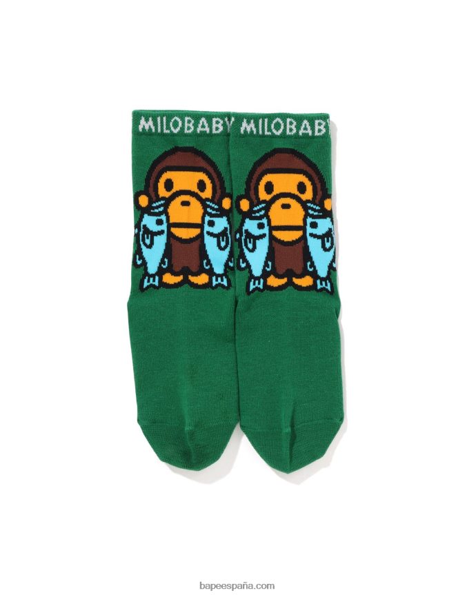 niños A Bathing Ape baby milo calcetines bajos negros 288PLL1390 Esmeralda