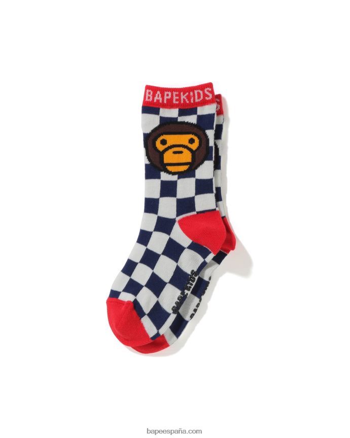 niños A Bathing Ape baby milo calcetines con bandera a cuadros 288PLL1741 Azul marino