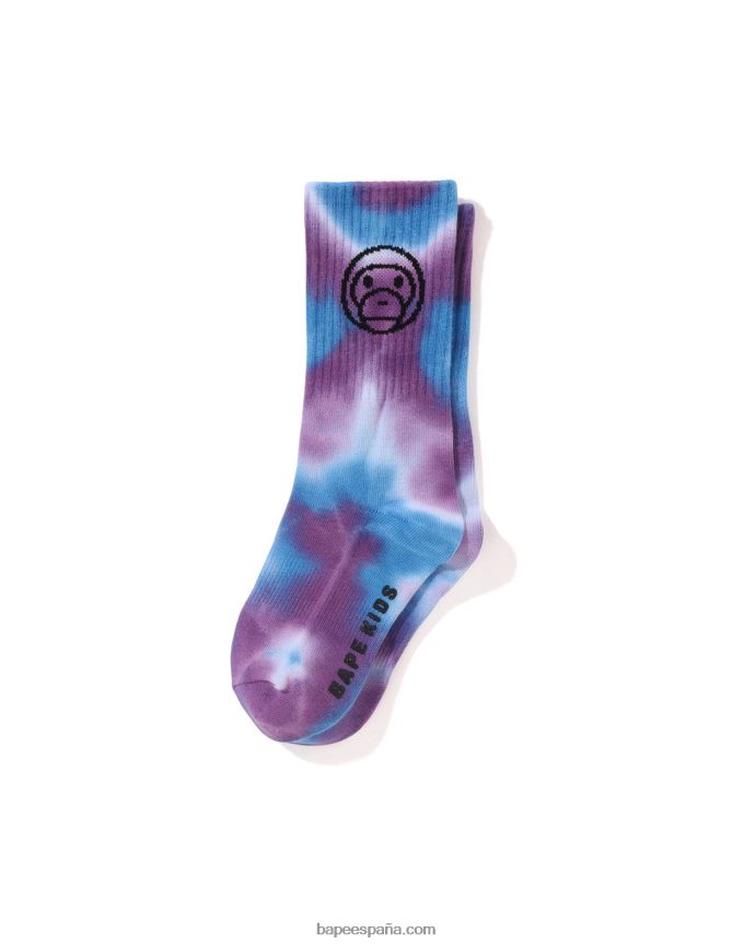 niños A Bathing Ape calcetín baby milo de canalé teñido anudado 288PLL1703 azul