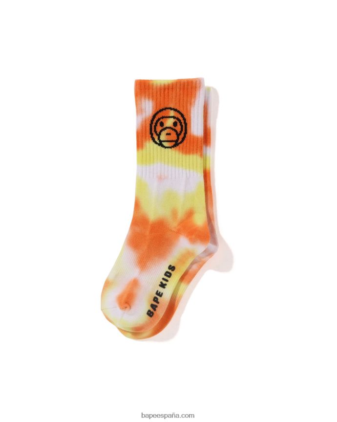 niños A Bathing Ape calcetín baby milo de canalé teñido anudado 288PLL1704 naranja