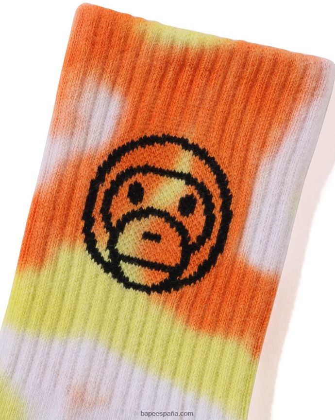 niños A Bathing Ape calcetín baby milo de canalé teñido anudado 288PLL1704 naranja