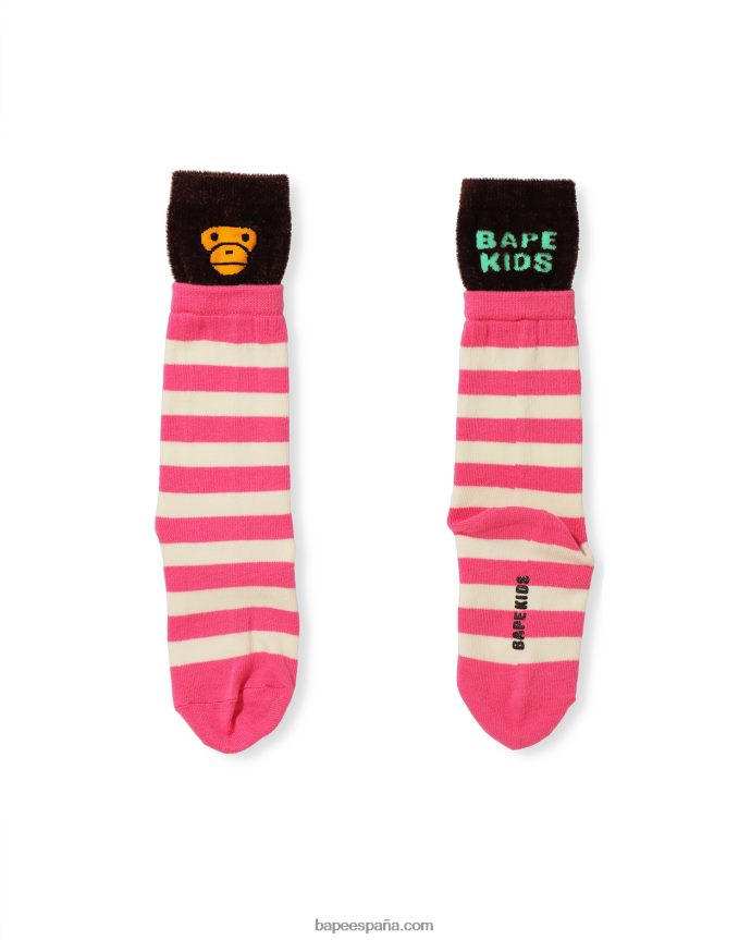 niños A Bathing Ape calcetines a capas baby milo 288PLL1770 rosa