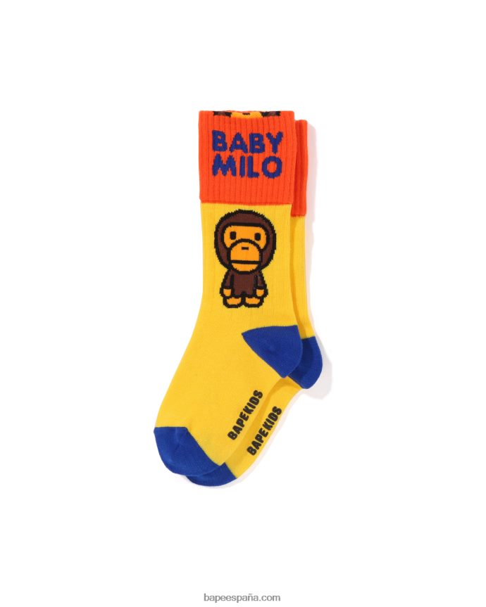 niños A Bathing Ape calcetines baby milo puños 288PLL1307 amarillo