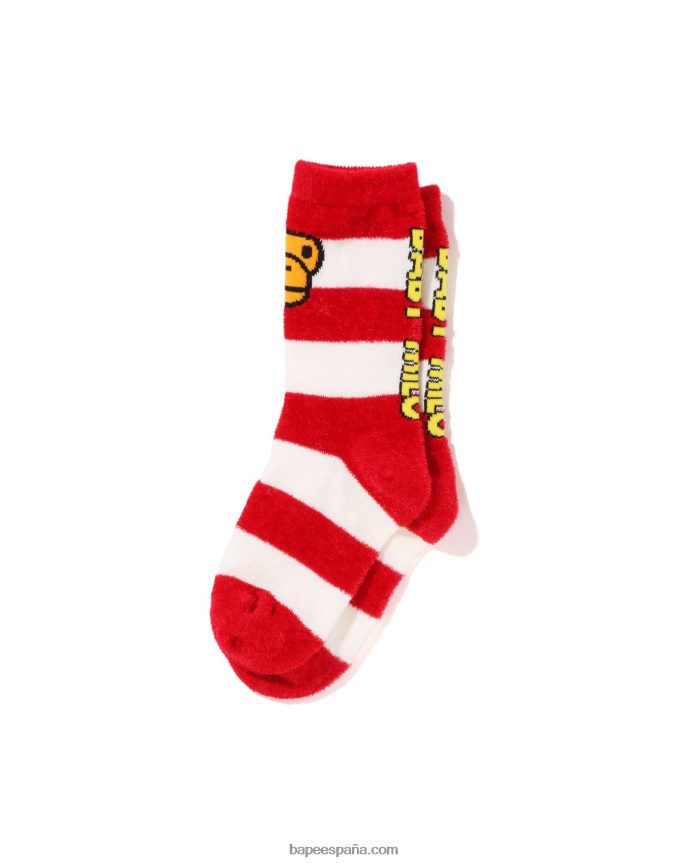 niños A Bathing Ape calcetines con cara de milo baby hoop 288PLL1502 rojo brillante