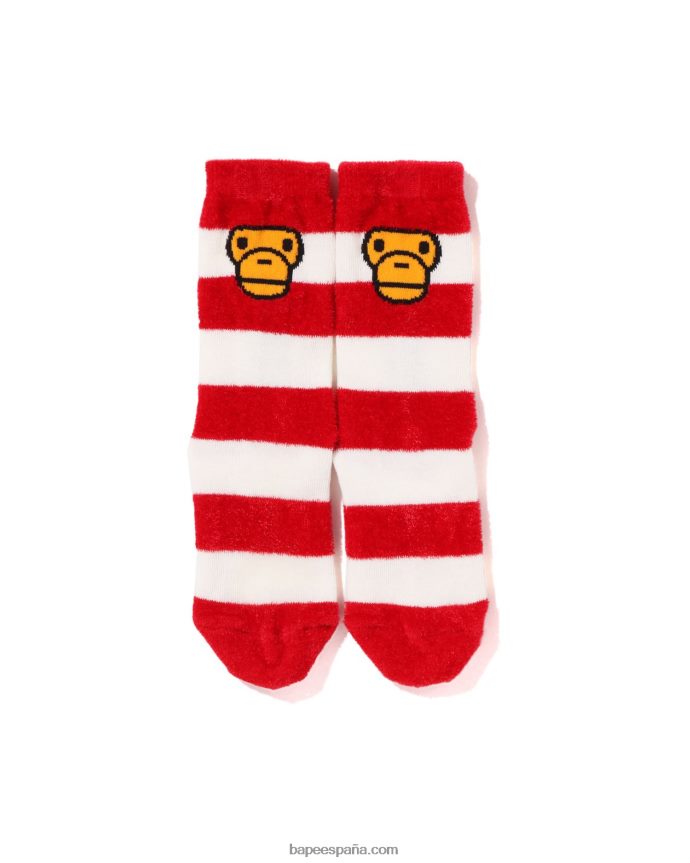 niños A Bathing Ape calcetines con cara de milo baby hoop 288PLL1502 rojo brillante