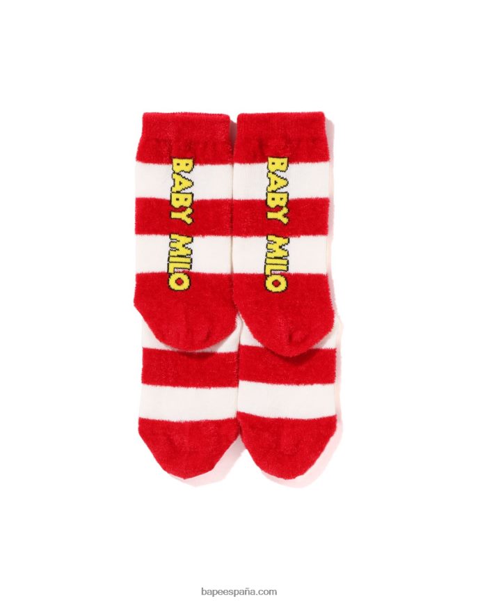 niños A Bathing Ape calcetines con cara de milo baby hoop 288PLL1502 rojo brillante