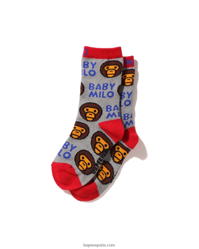 niños A Bathing Ape calcetines con estampado de bebé milo 288PLL1531 gris