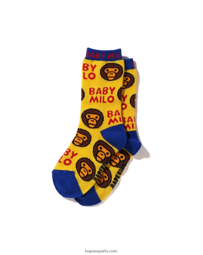 niños A Bathing Ape calcetines con estampado de bebé milo 288PLL1533 amarillo