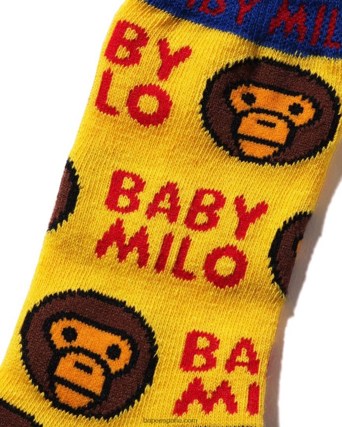 niños A Bathing Ape calcetines con estampado de bebé milo 288PLL1533 amarillo