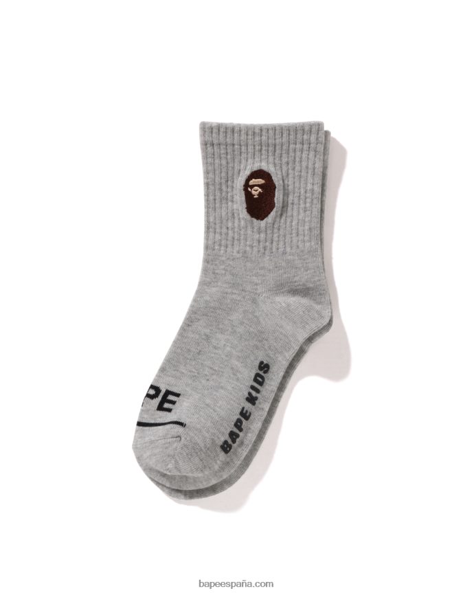 niños A Bathing Ape calcetines de canalé con cabeza 288PLL1679 gris