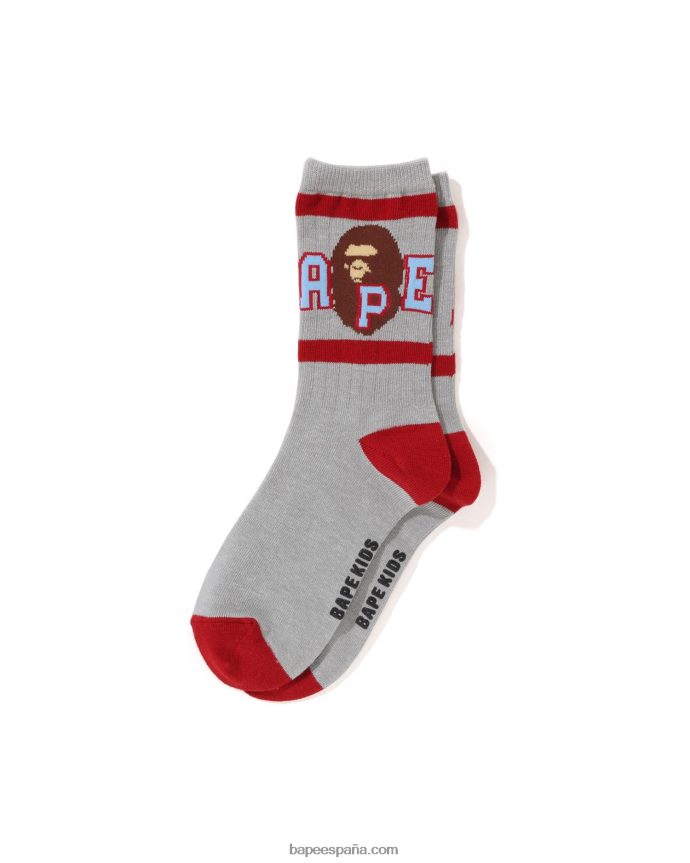 niños A Bathing Ape calcetines de canalé con motivo de cabeza 288PLL1439 gris