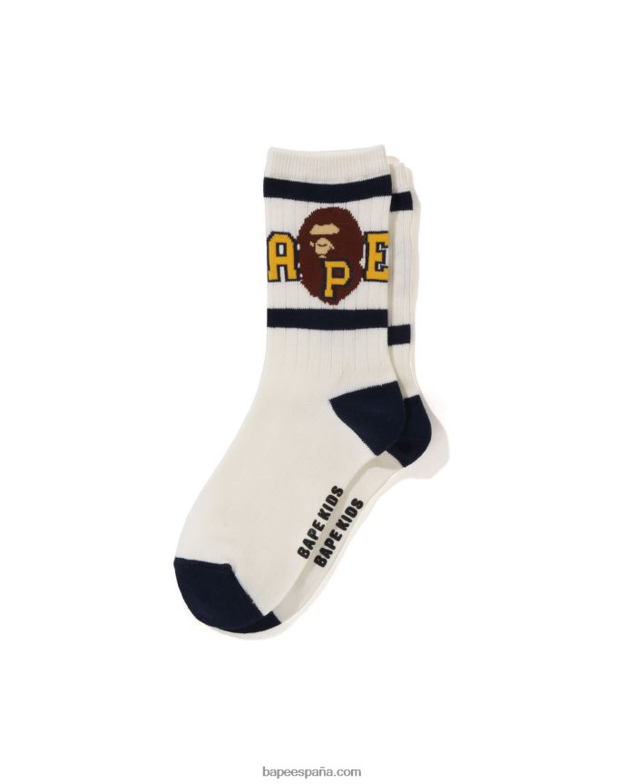 niños A Bathing Ape calcetines de canalé con motivo de cabeza 288PLL1441 blanco