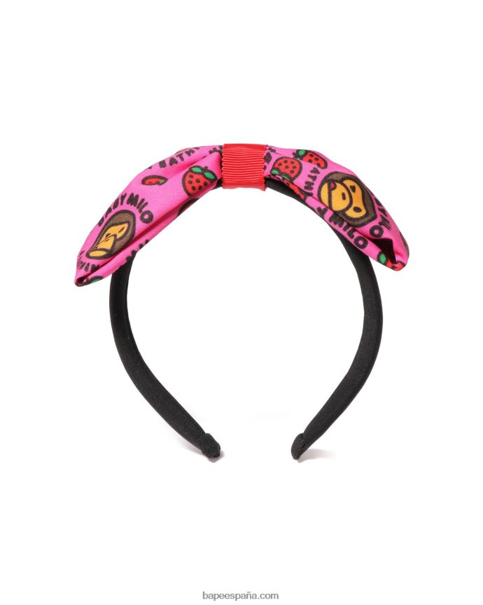 niños A Bathing Ape Diadema baby milo con lazo de fresas 288PLL1709 rosa carmín