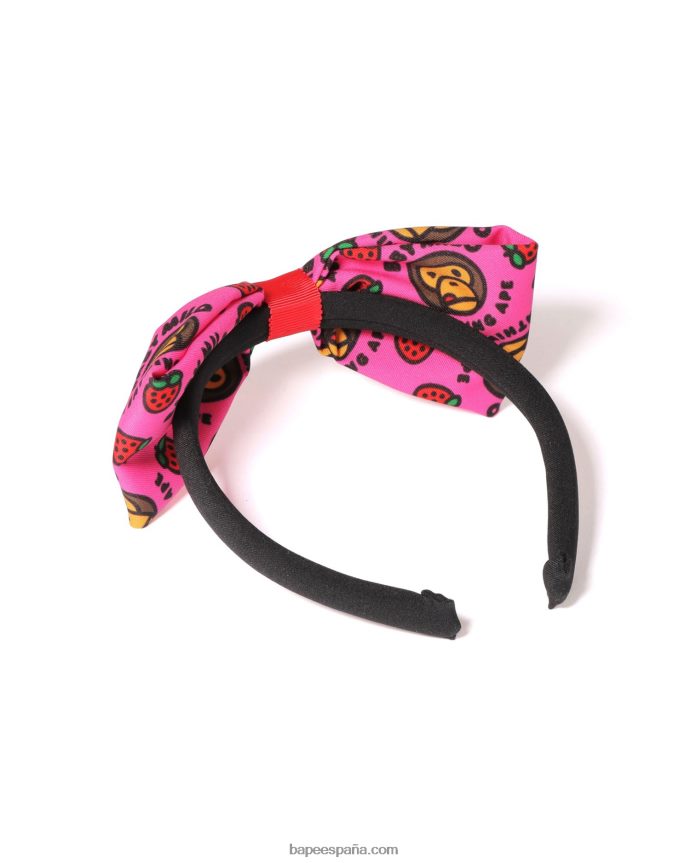 niños A Bathing Ape Diadema baby milo con lazo de fresas 288PLL1709 rosa carmín